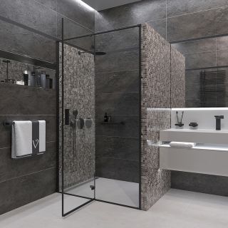 Душевая дверь Veconi Vianno VN-73B, 900x1950, Черный, стекло прозрачное